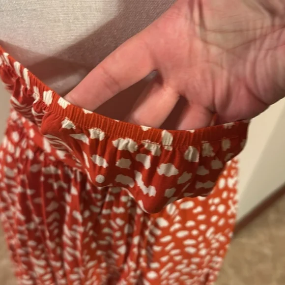 +Women's Halter Neck Dress in Red-Orange and White - Picture 7 of 8